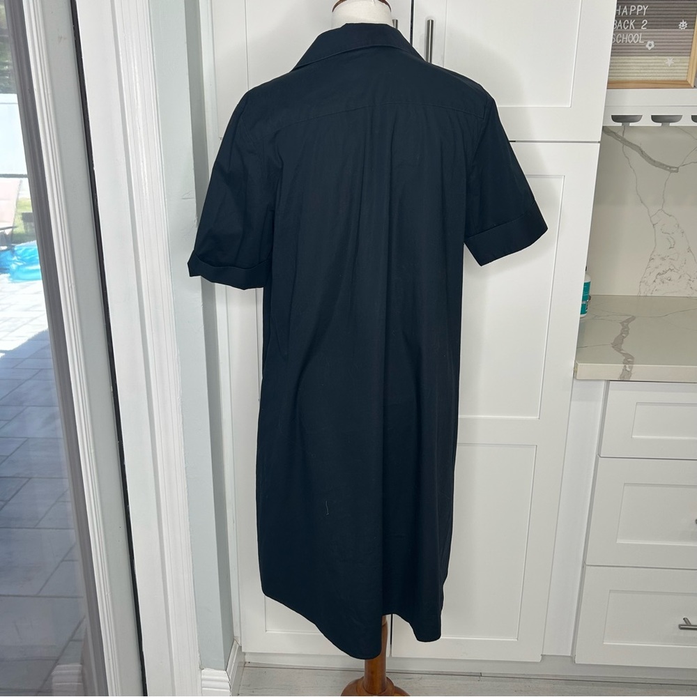 Estelle and Finn Black Short Sleeves Cotton Shift Shirt Dress Collared Pockets L - Picture 5 of 9